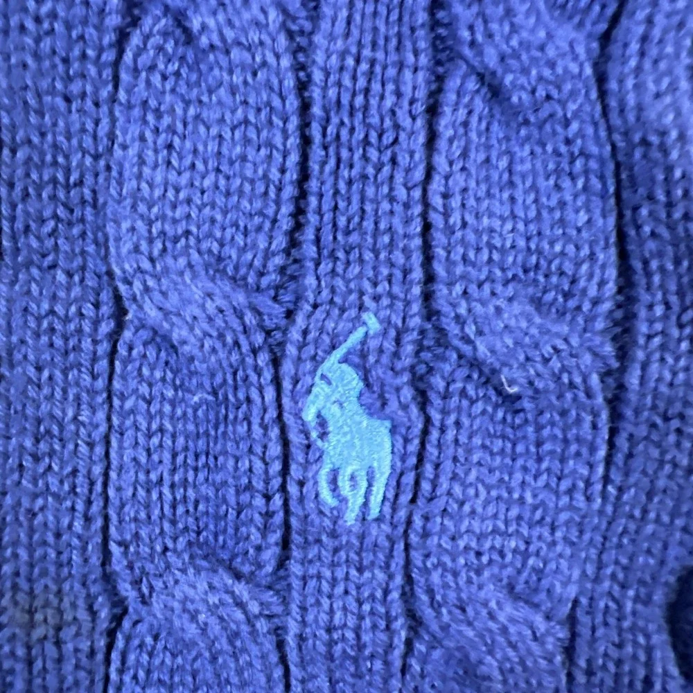 Ralph Lauren Sweater Toddler Boys 24M Blue Cable Knit Cotton Crew Neck Pullover